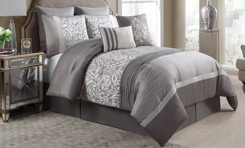 King and Queen Embellished Jacquard Comforter Sets (8-Piece) - Primary Image