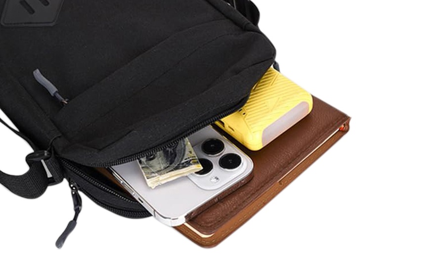 Image 11: Men's Oxford Crossbody Shoulder Bag with Adjustable Strap