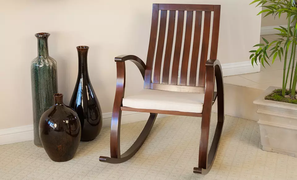 Panel-Back Mahogany-Finish Wooden Rocking Chair - Primary Image