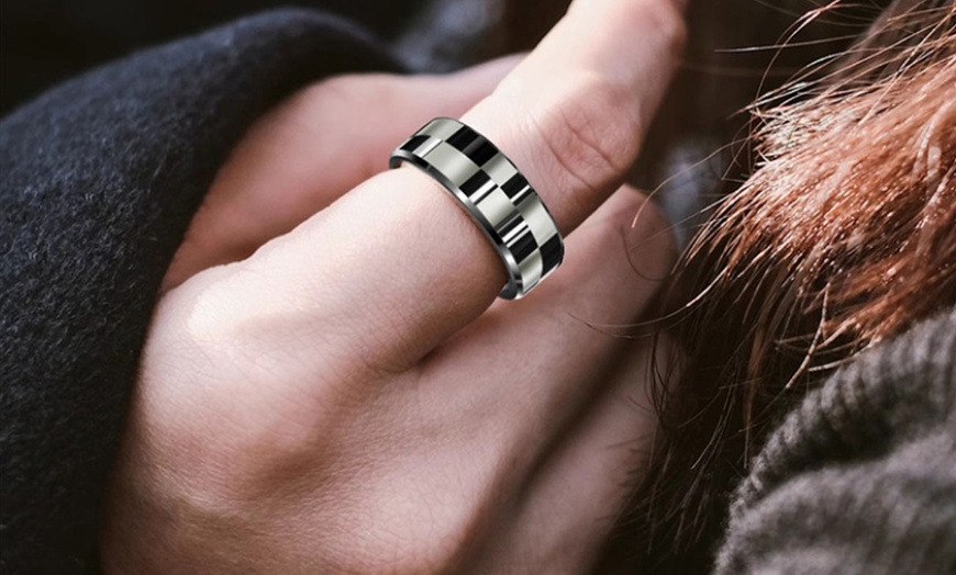 Image 1: Health Rings Fitness Tracker Smart Ring with Charging Case
