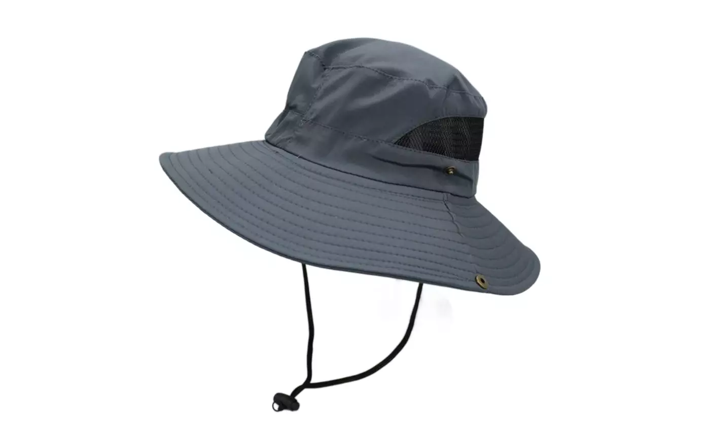 Windproof UV Protection Wide Birm Bucket Sun Hat for Fishing Hiking Garden Beach