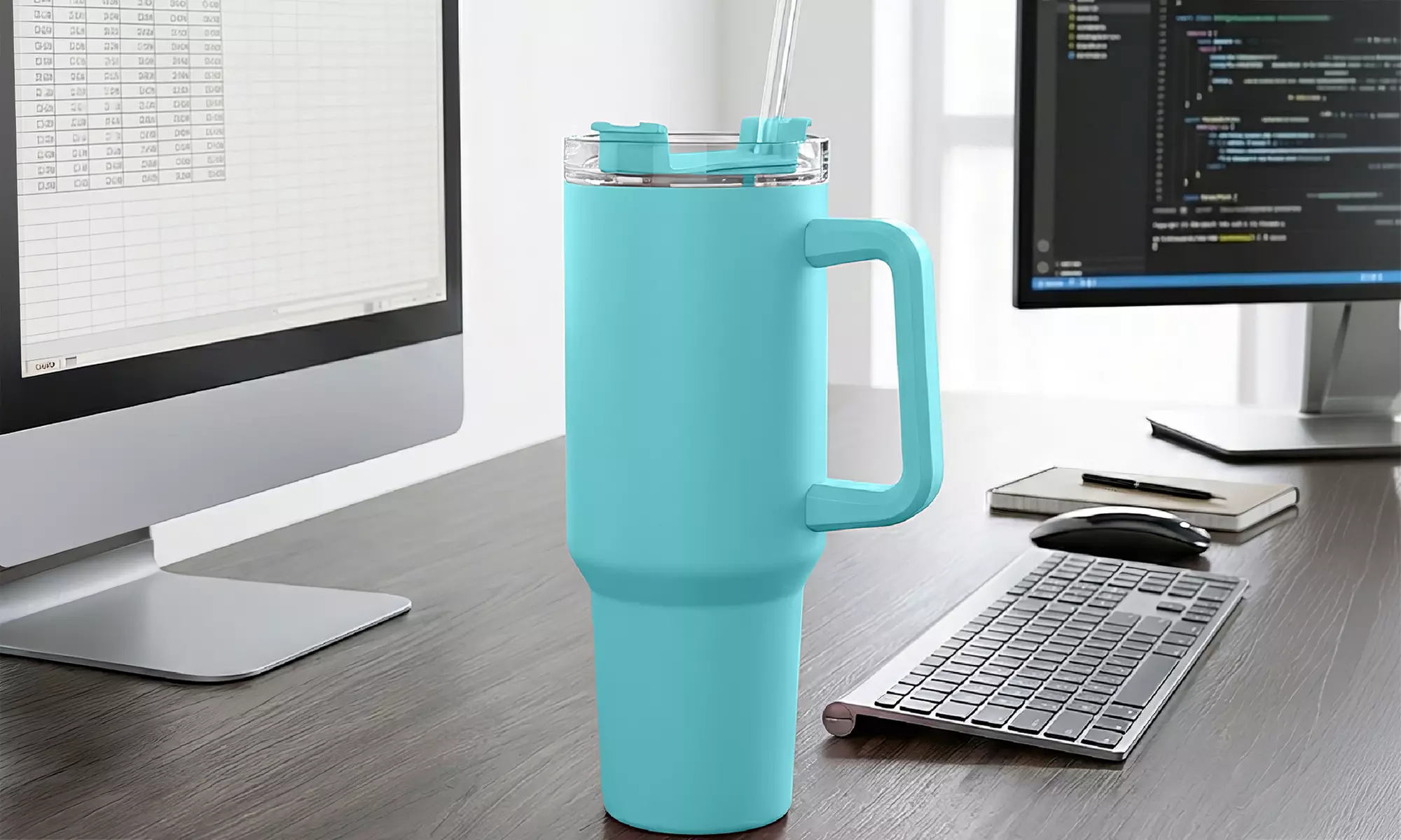 Thermosflasche 1200 ml mit Strohhalm