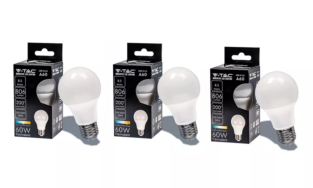Set da 10 V-TAC lampadine LED E27 8,5W A60