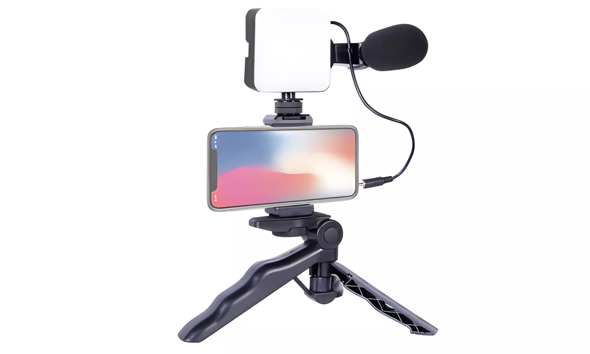 Multifunktionales Vlogging-Kit mit LED-Beleuchtung, Mikrofon & Stativ