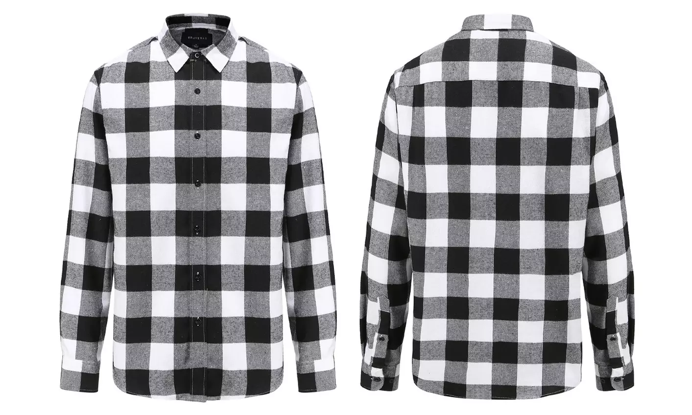 Braveman Men's Buffalo Plaid Button Down Classic Fit Flannel Shirt (S-3XL)