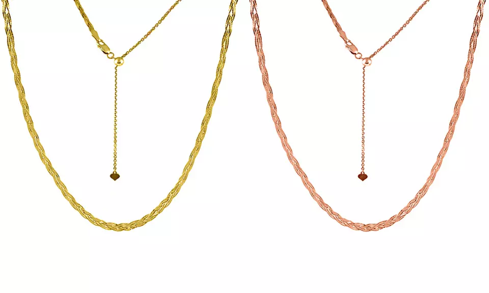 Italian 22" Adjustable Braided Herringbone Necklace