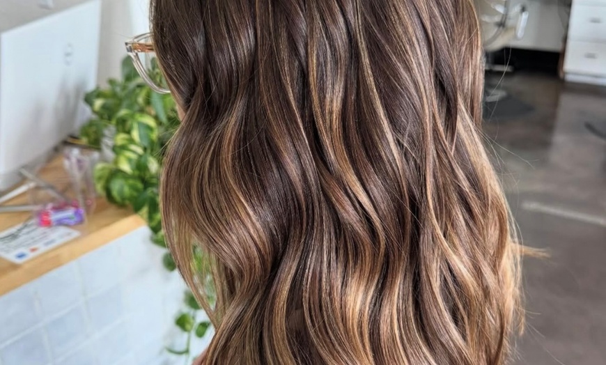 Image 2: Root Touch-Up, Partial Highlights, and Haircut with Blowdry Options