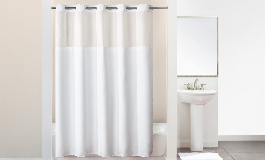 Image 2: Clearance Hookless Quick-Fit Shower Curtain