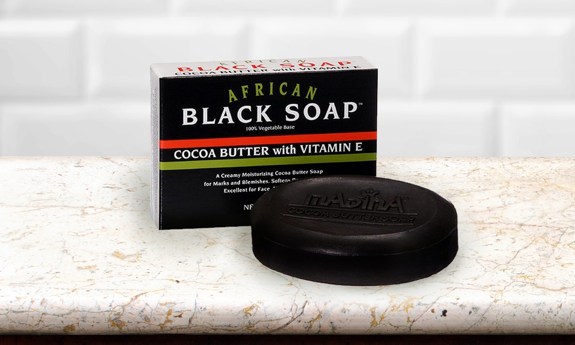 Madina African Black Soap with Cocoa Butter and Vitamin E (6-Pack) - Primary Image