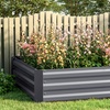 Image 1: Grey Metal Open-Bottom Raised Garden Bed in Two Sizes
