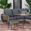 Image 1: Outsunny Six-Piece Steel Garden Sofa Set with Tempered Glass Table