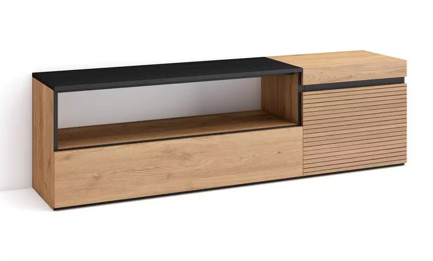 Image 5: Mueble para TV con acabado en roble y opción a chimenea eléctrica