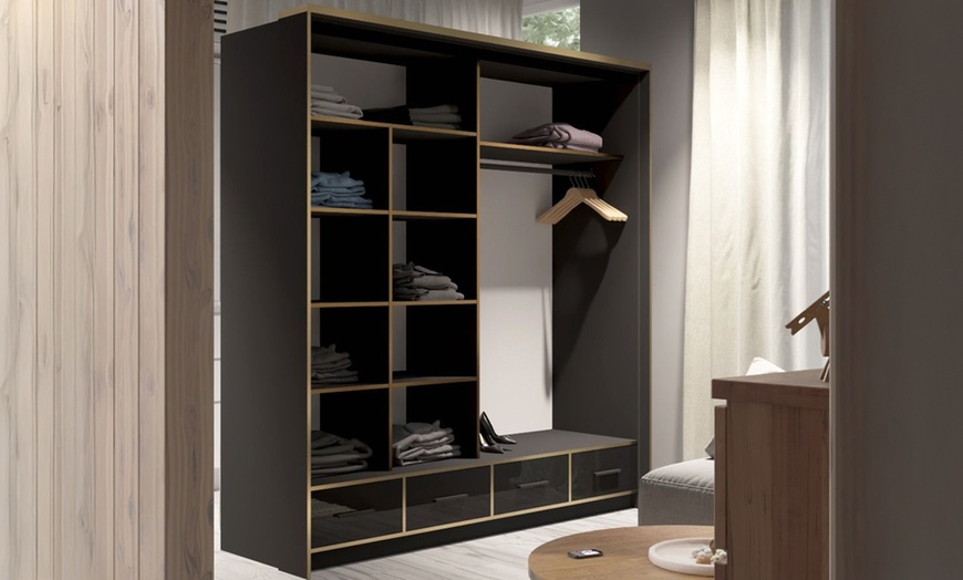 Image 13: Sweden Modern High Gloss Wardrobe with Drawers