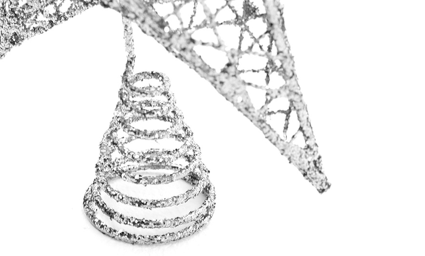 Image 4: Living And Home Christmas Star Sequins Tree Topper with LED Lights