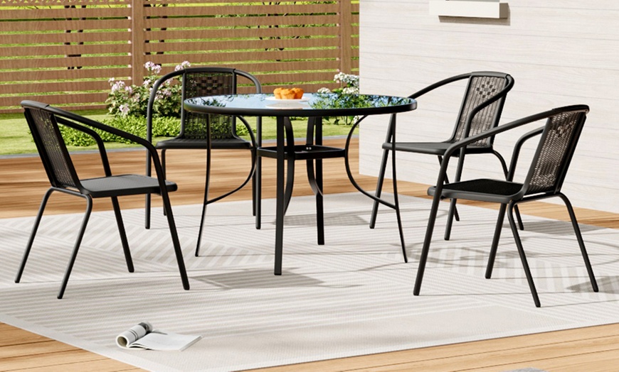 Image 12: Garden Rippled Tempered Glass Table Set