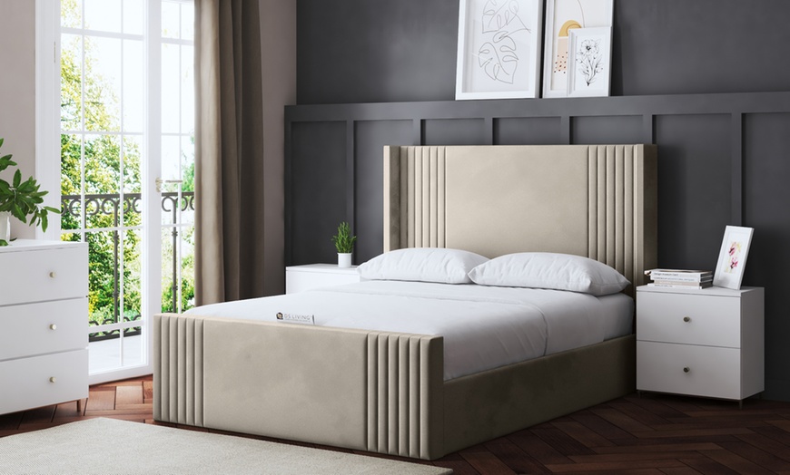 Image 1: DS Living Elara Winged Panel Bed With Ottoman Gas Lift