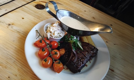 For 1: 8oz Butchers Steak with chips and a medium glass of wine/beer. - Queens Head