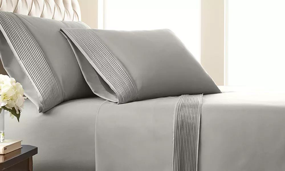 Premium Collection Double Brushed Extra Deep Pocket Pleated Sheet Set
