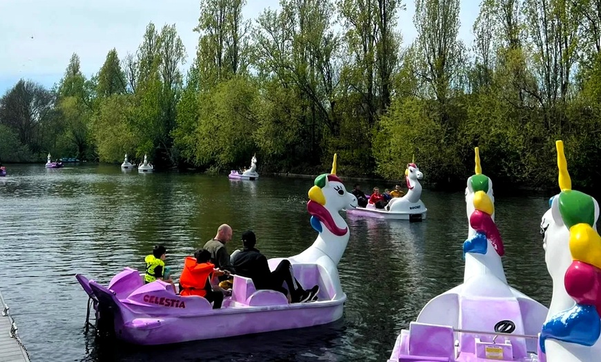 Image 2: Magical Unicorn Pedal Boat Rides for Child, Adult, or Family Ticket