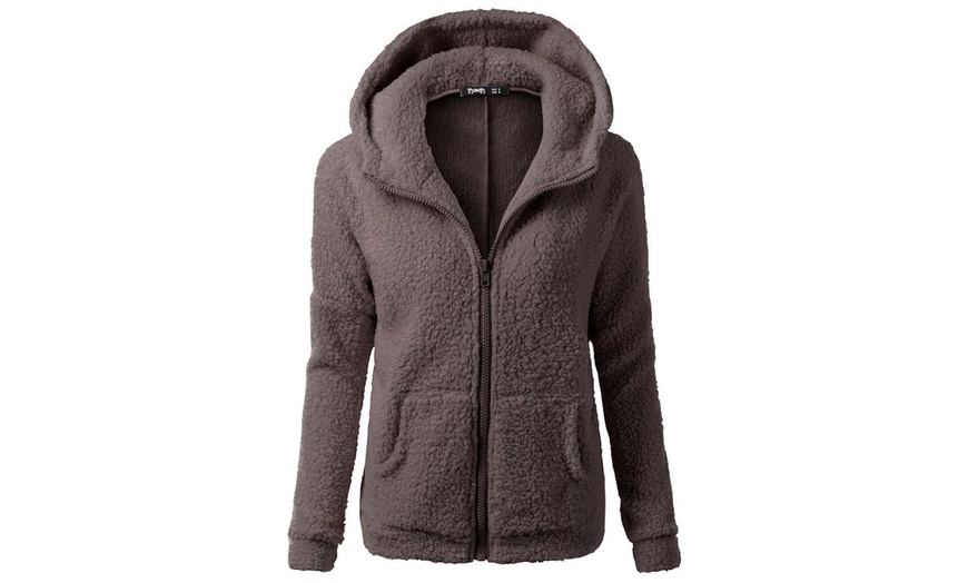 Image 6: Women's Fluffy Fleece Zip Hoodie