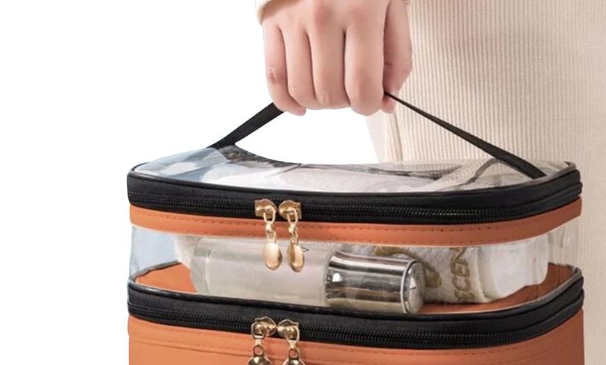 Image 7: Double Layer Makeup Organizer Bag