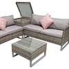 Image 2: Atlanta Rattan-Effect Corner Sofa Set in Grey with a Coffee Table 