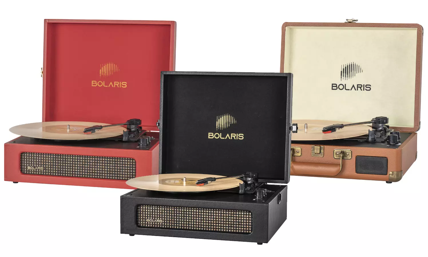 Compacte vintage platenspeler met 3W of 6W en Bluetooth 5.0 van Bolaris in kleur naar keuze - Primary Image