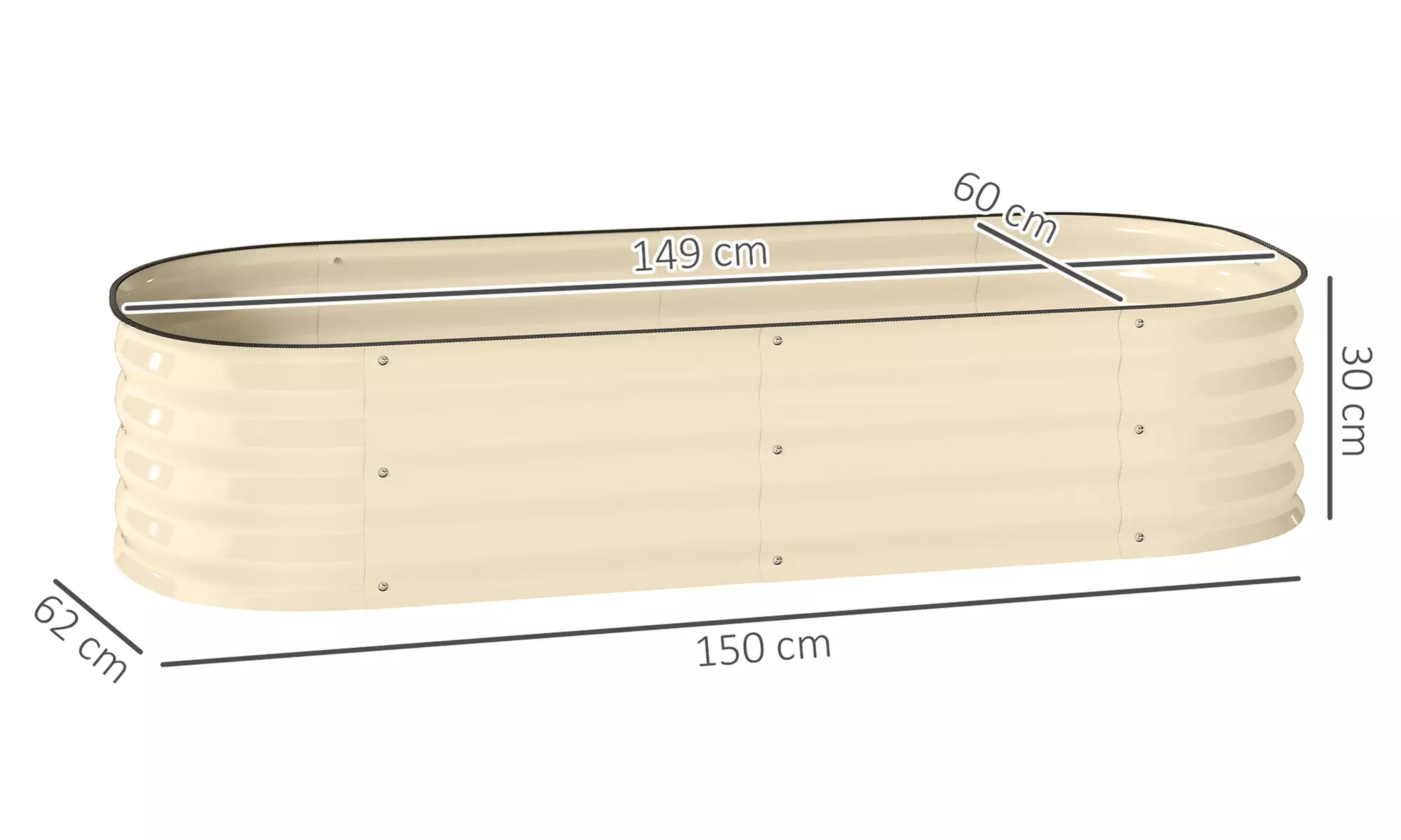 Outsunny Galvanised Steel Raised Garden Planter