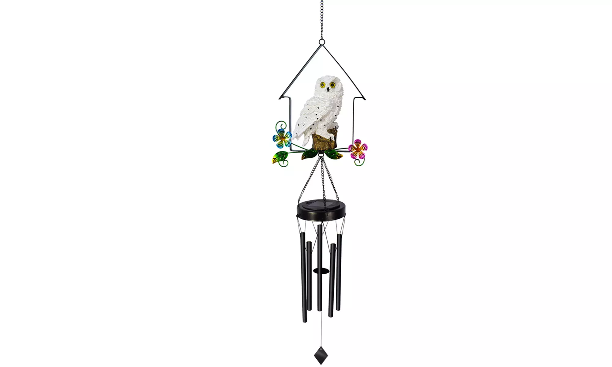 Solar Wind Chimes Outdoor Garden Waterproof Metal LED Hanging Chime Decor