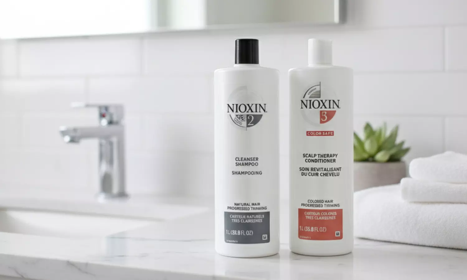 Nioxin System 2 and 4.  Shampoo and Scalp Therapy Conditioner Liter Duo
