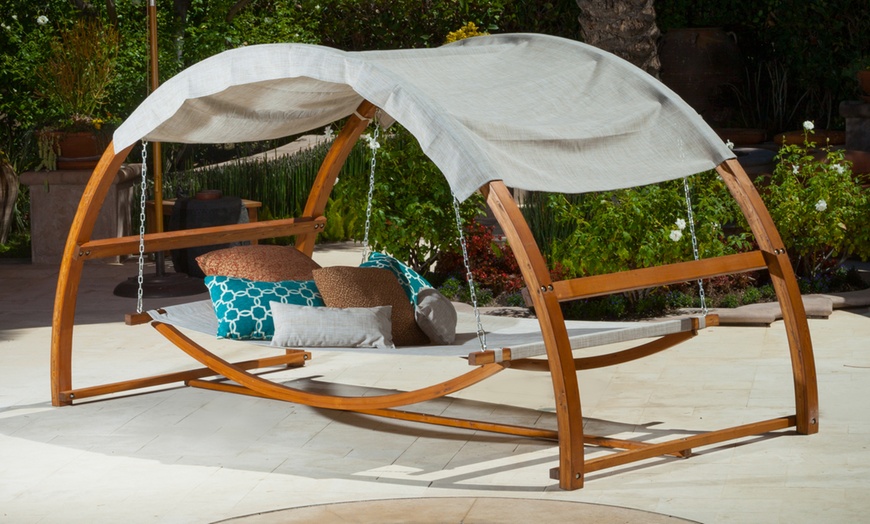 patio swing bed with canopy