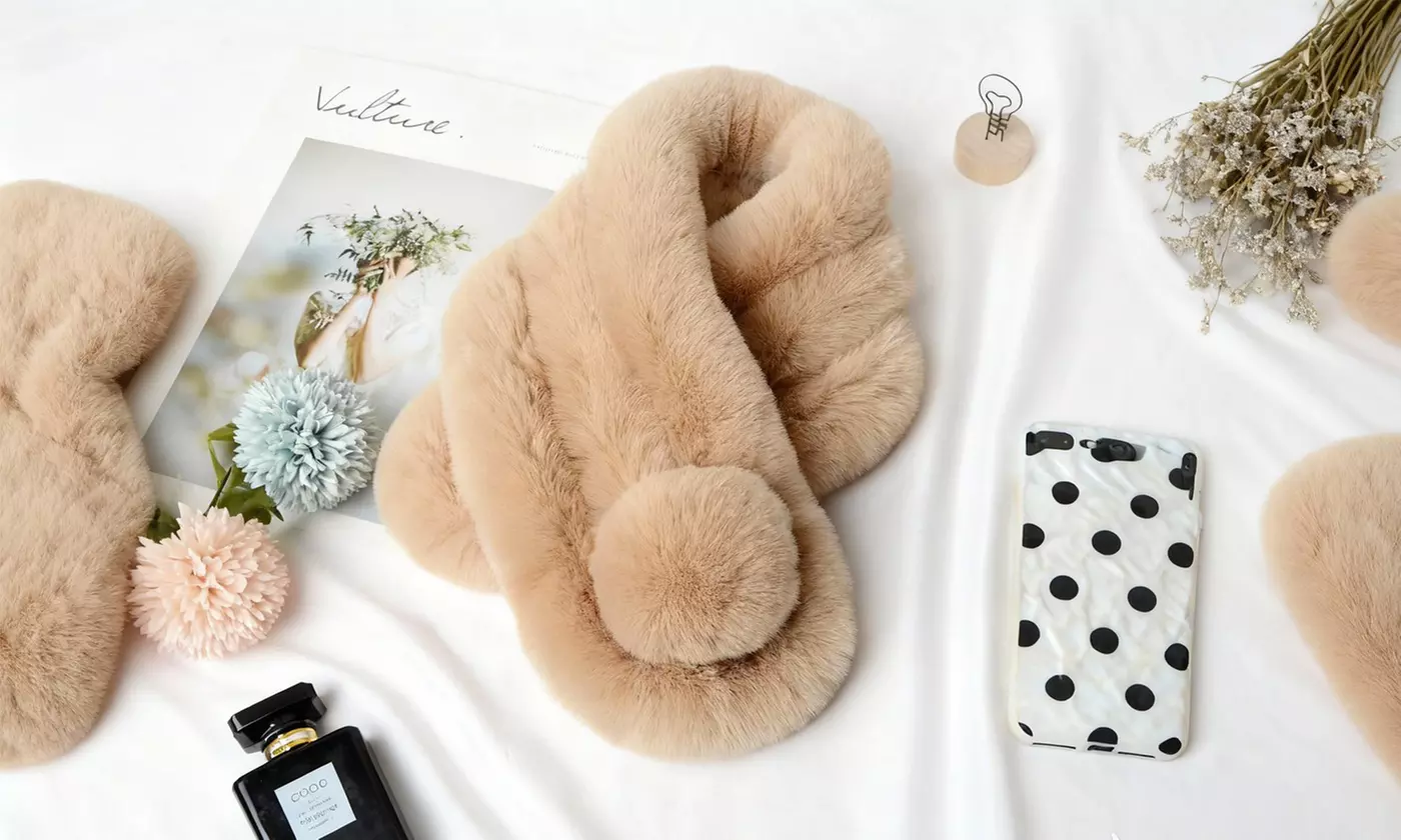 Women Fur Collar Scarf Warm Winter Scarves Neck Warmer