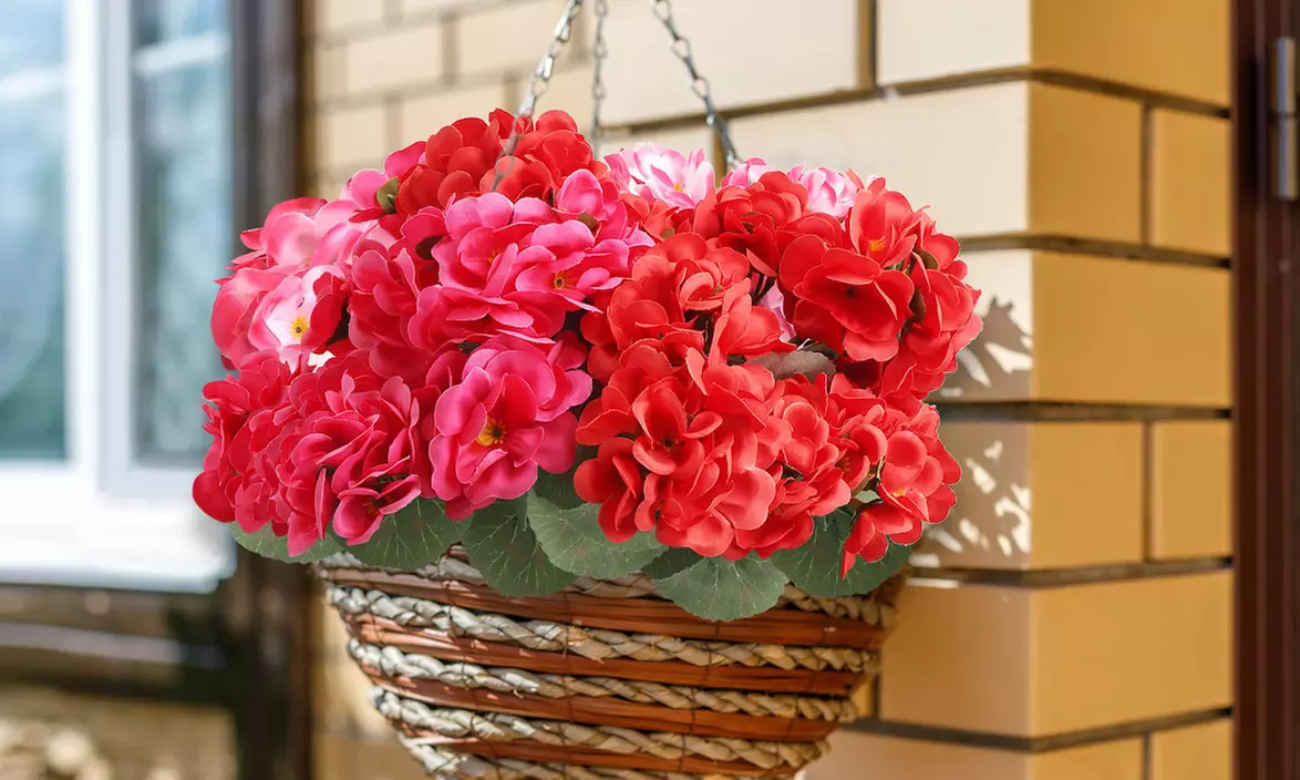 2 Pcs Artificial Geraniums Silk Flowers Faux Flowers Outdoor Plant Bush