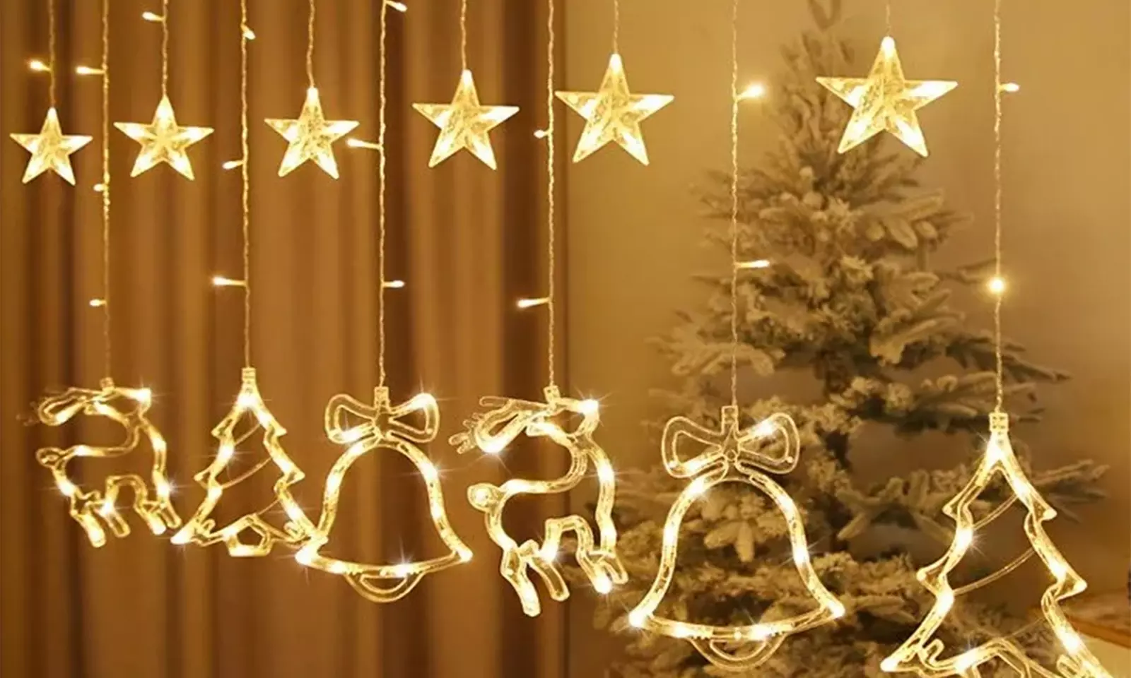 1 ou 2 rideaux lumineux LED de Noël de 3 mètres - Primary Image