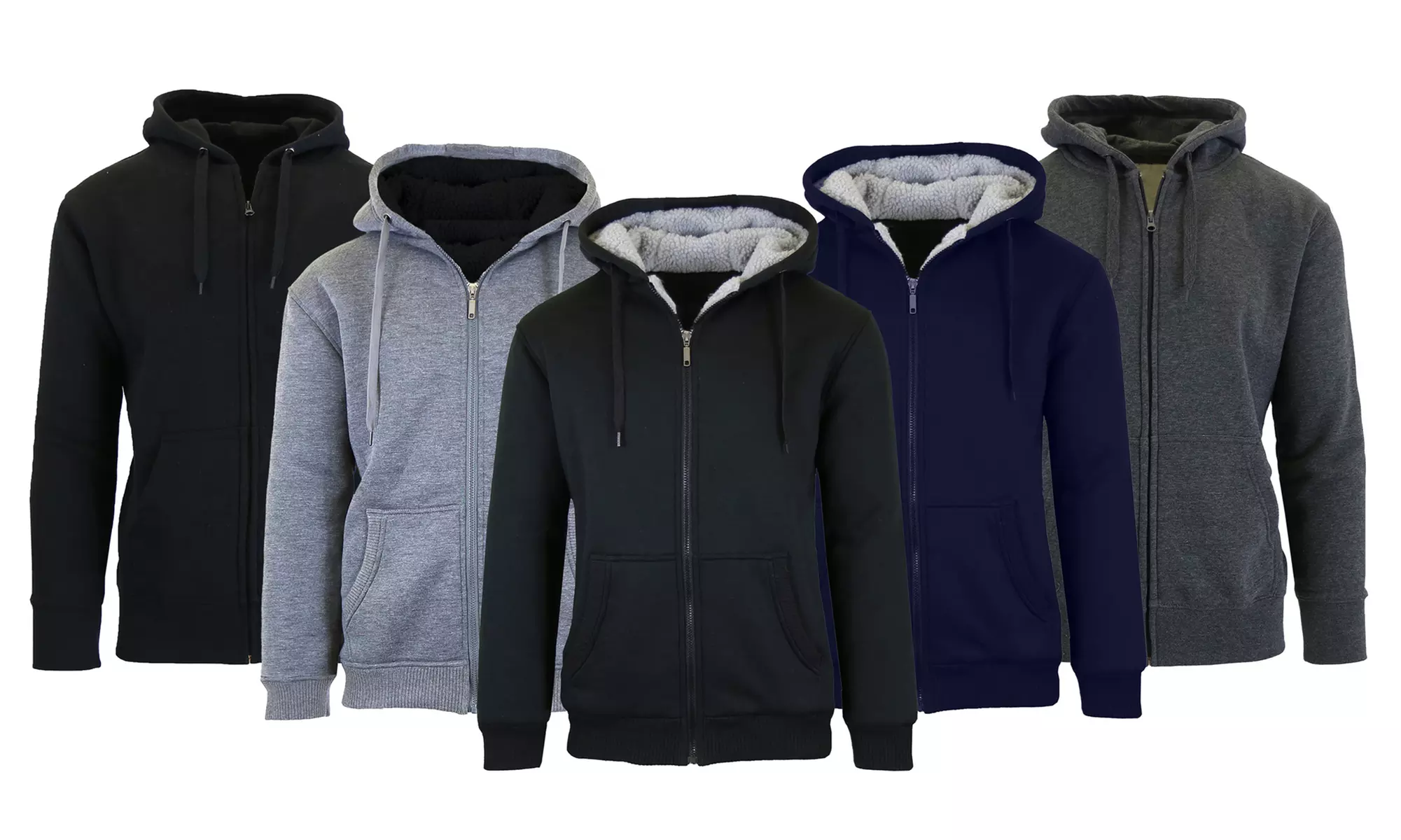 2-Pack Men's Sherpa and Fleece-Lined Zip Up Hoodie Set (M-2XL) - Primary Image