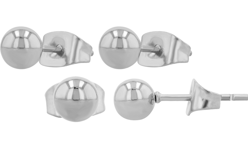 Image 23: Pendientes elegantes de acero inoxidable tipo botón