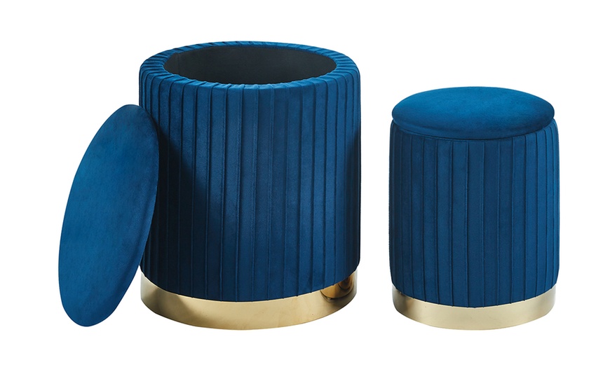 Image 20: Coppia di pouf contenitori in velluto