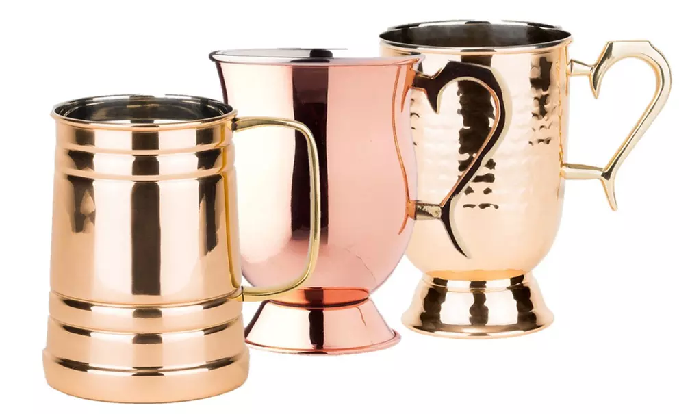 Set of 2 Old Dutch Solid Copper Pint Tankards - Primary Image