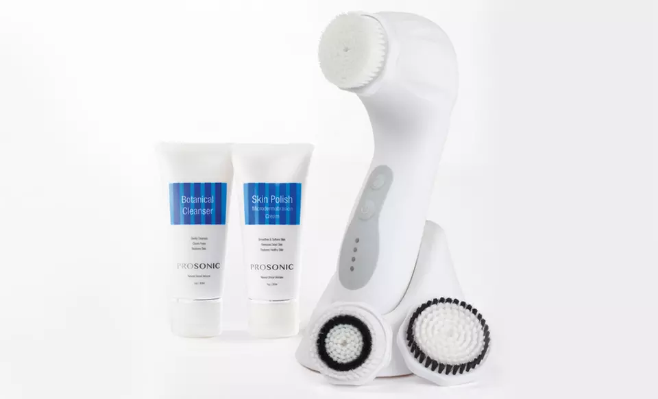 ProSonic GLOW Cleansing Brush Set with Four Brush Heads, Cleanser, and Microderm Cream. Multiple Colours Available.  - Second Medium