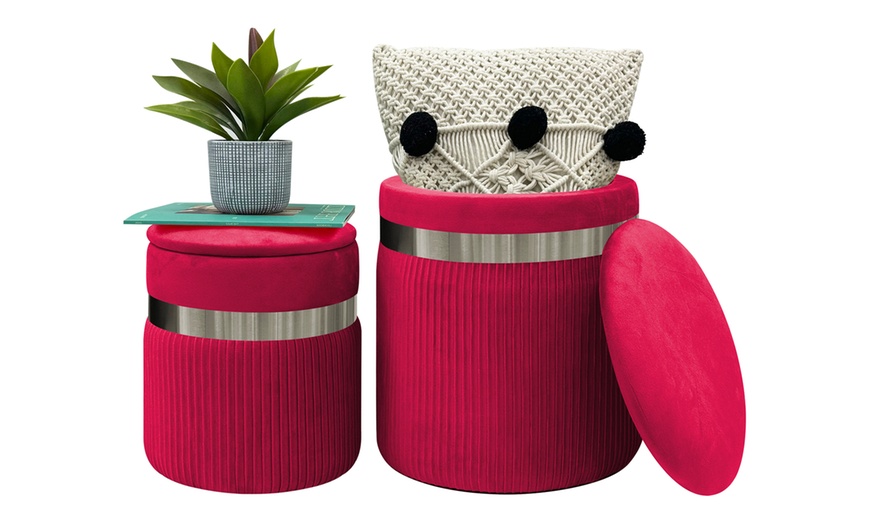 Image 10: Poufs en velours de luxe avec espace de rangement