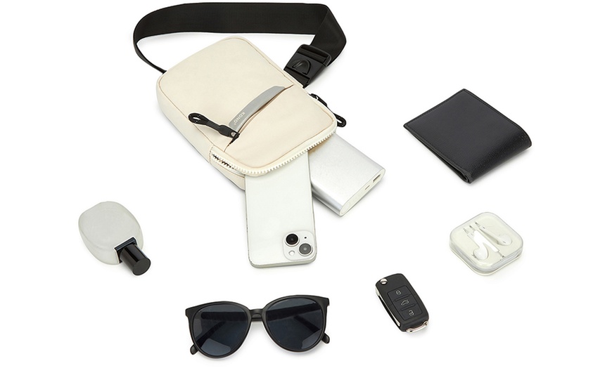 Image 7: Bolso bandolera unisex con correa ajustable y múltiples bolsillos
