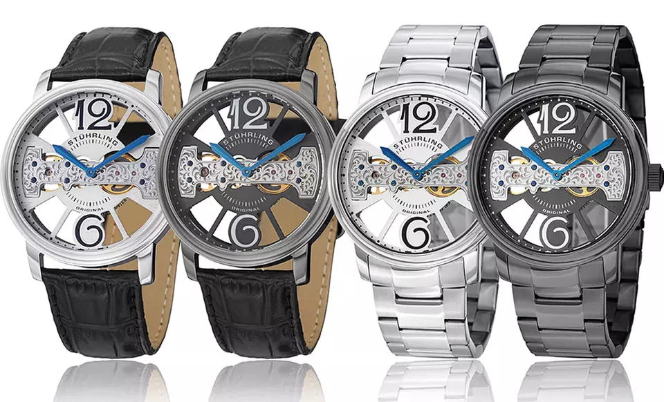 Stührling Original Men's Elegant Skeleton Watches. Multiple Styles from $114.99–$129.99. Free Returns. - Primary Image