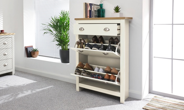 Two Tier Slimline Shoe Cabinet Groupon