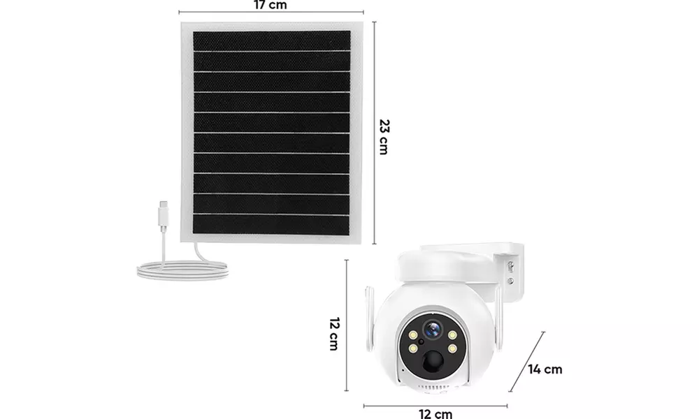 Cámara de videovigilancia con recarga solar y soporte de pared - Second Medium