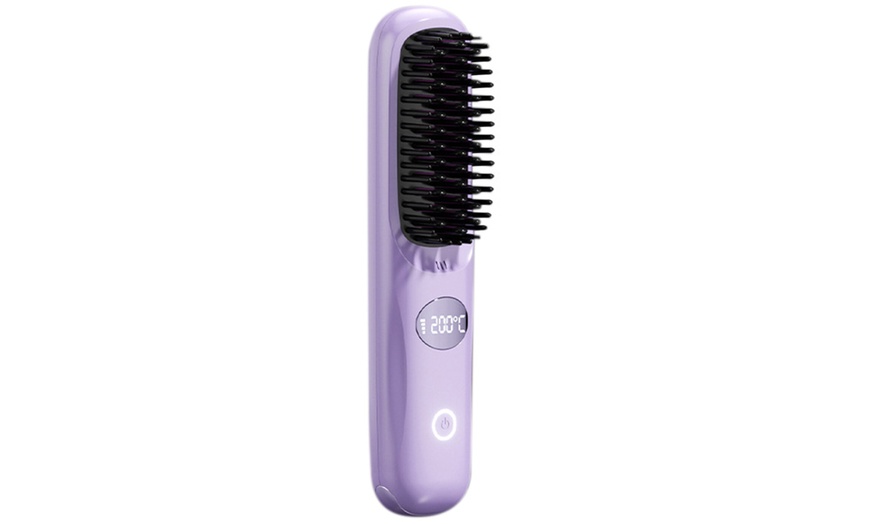 Image 8: USB Rechargeable Hair Straightening Brush with LED Screen