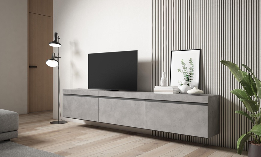 Image 5: Meuble TV suspendu avec grande capacité de rangement  