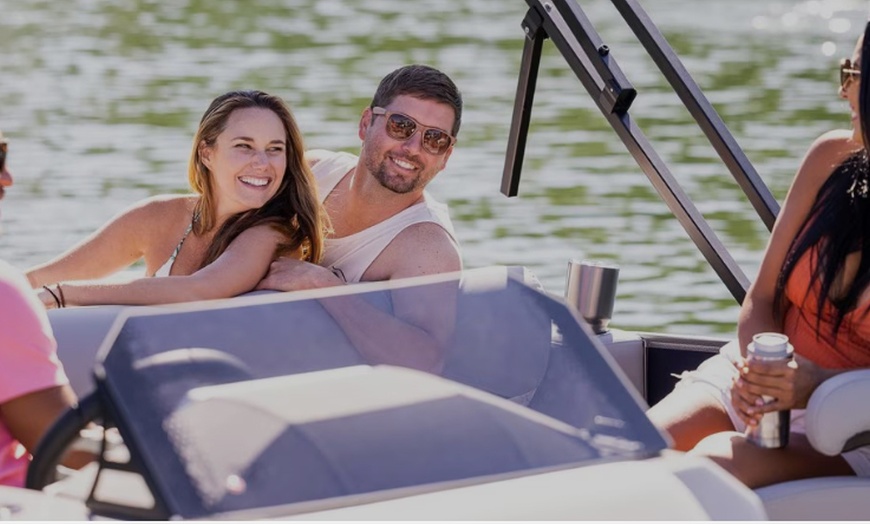 Image 3: 8-Hour Double Decker Pontoon Rental with Slide - Up to 15 People