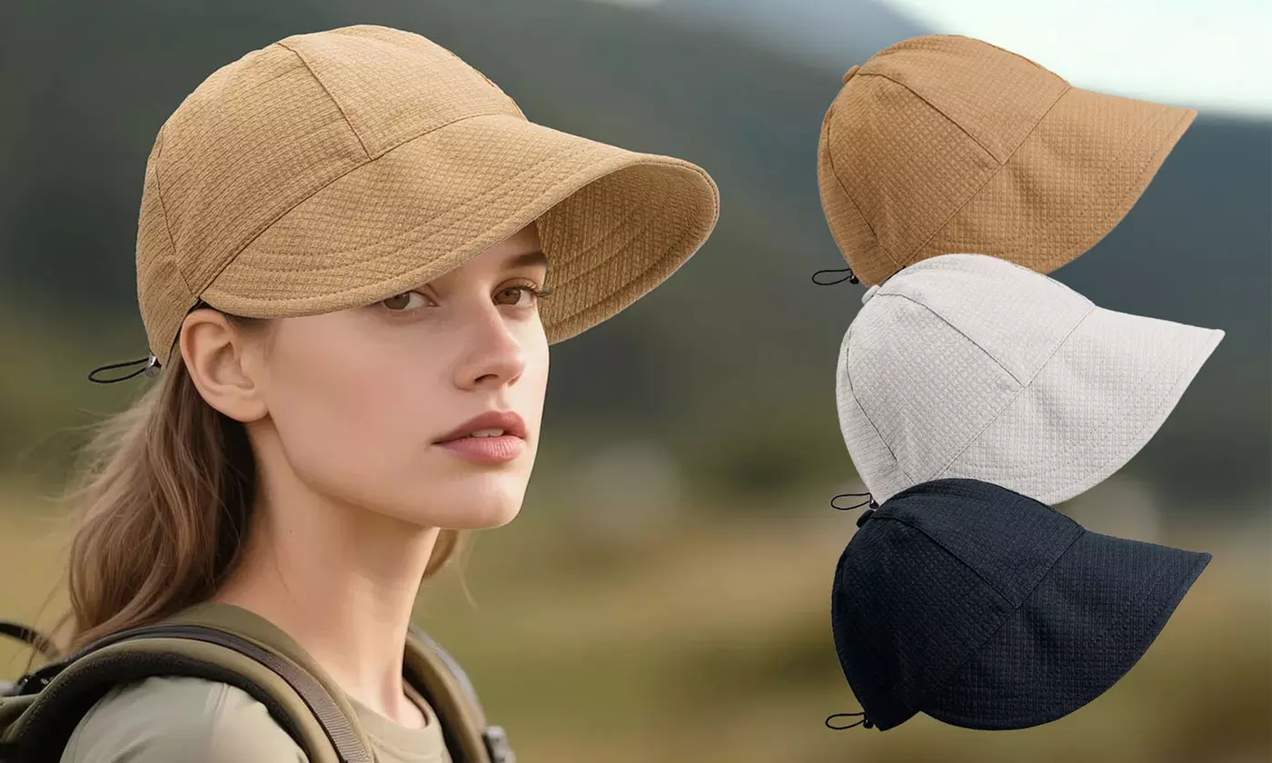 Women's Wide Brim Sun Hat: UV Protection Beach & Outdoor Ponytail Cap