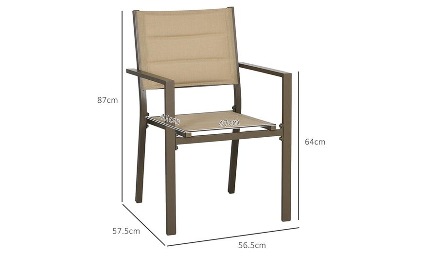Image 14: Two Garden Dining Chairs in Black, Grey or Beige