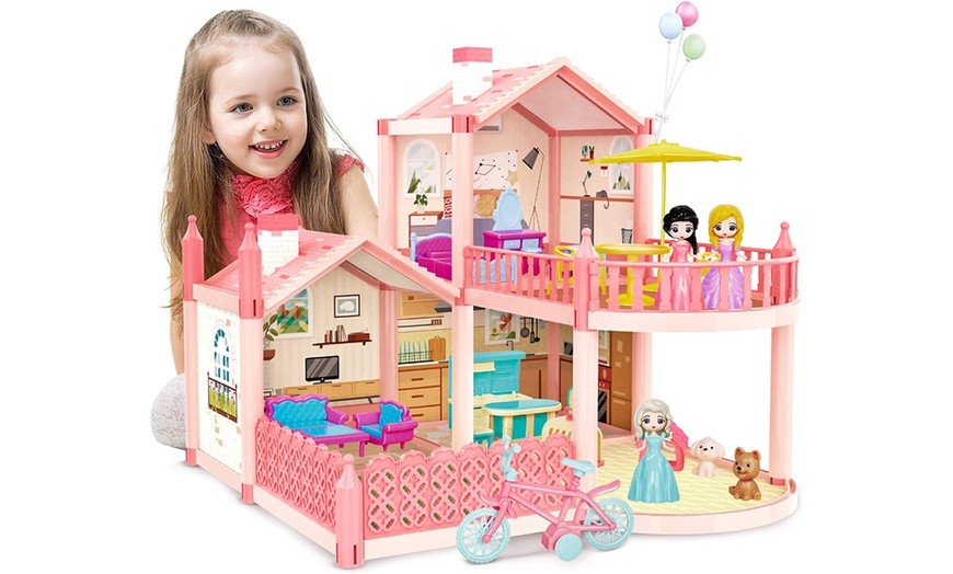 Image 17: 3D DIY Dollhouse Playset with Furniture and Figures for Kids